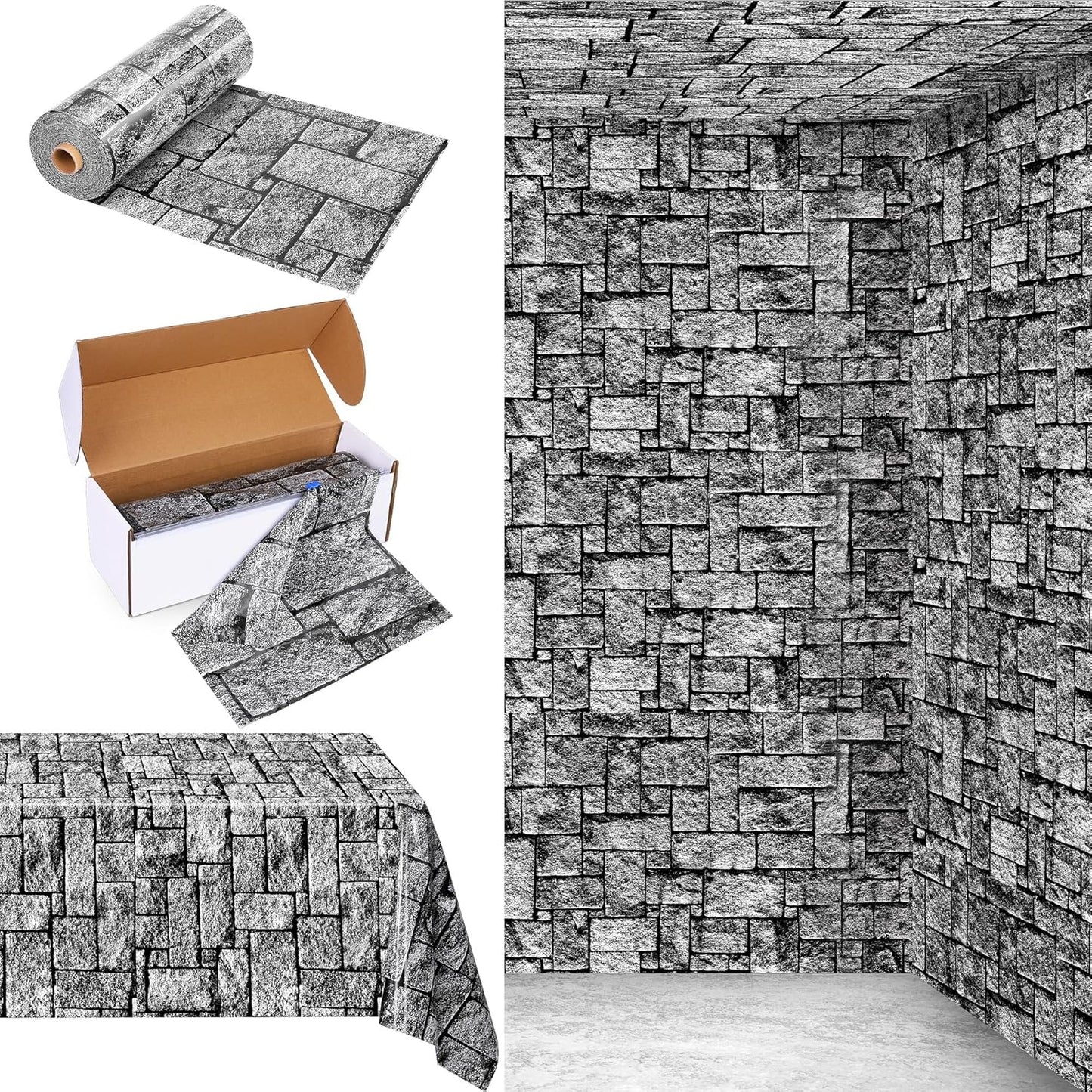 300 Ft x 54 Inch Stone Wall Tablecloth Roll for Events