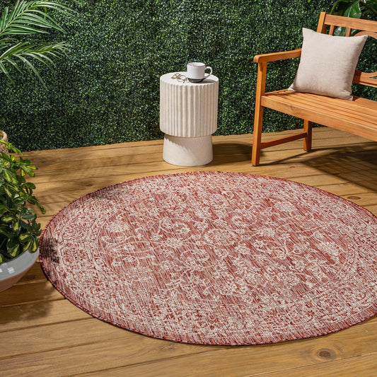 JONATHAN Y Weave Floral Indoor Outdoor Round Area Rug 6 Ft