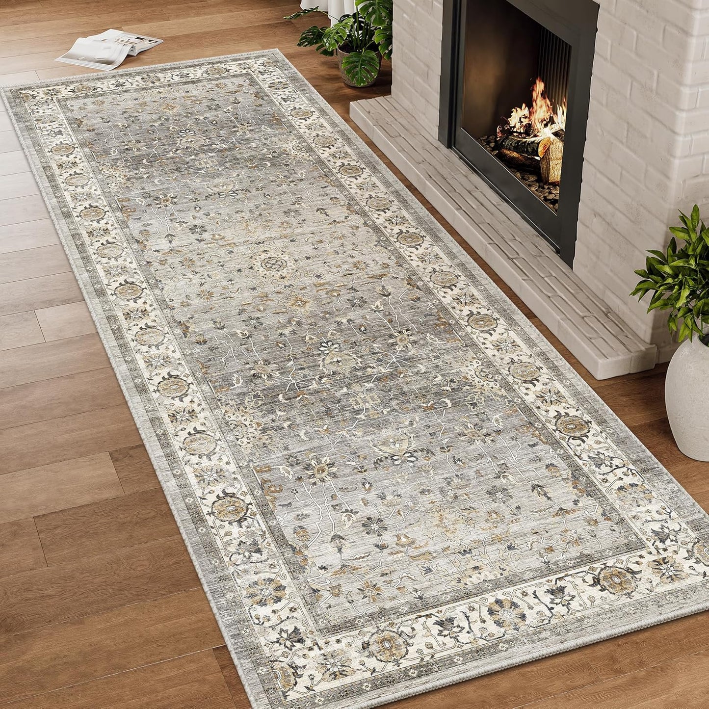 Washable Hallway Runner Rug with Non-Slip Backing for Home