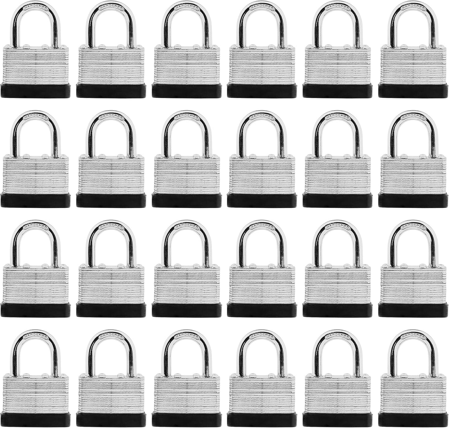 Keyed Alike Laminated Steel Padlocks Set - 24 Heavy Duty Locks