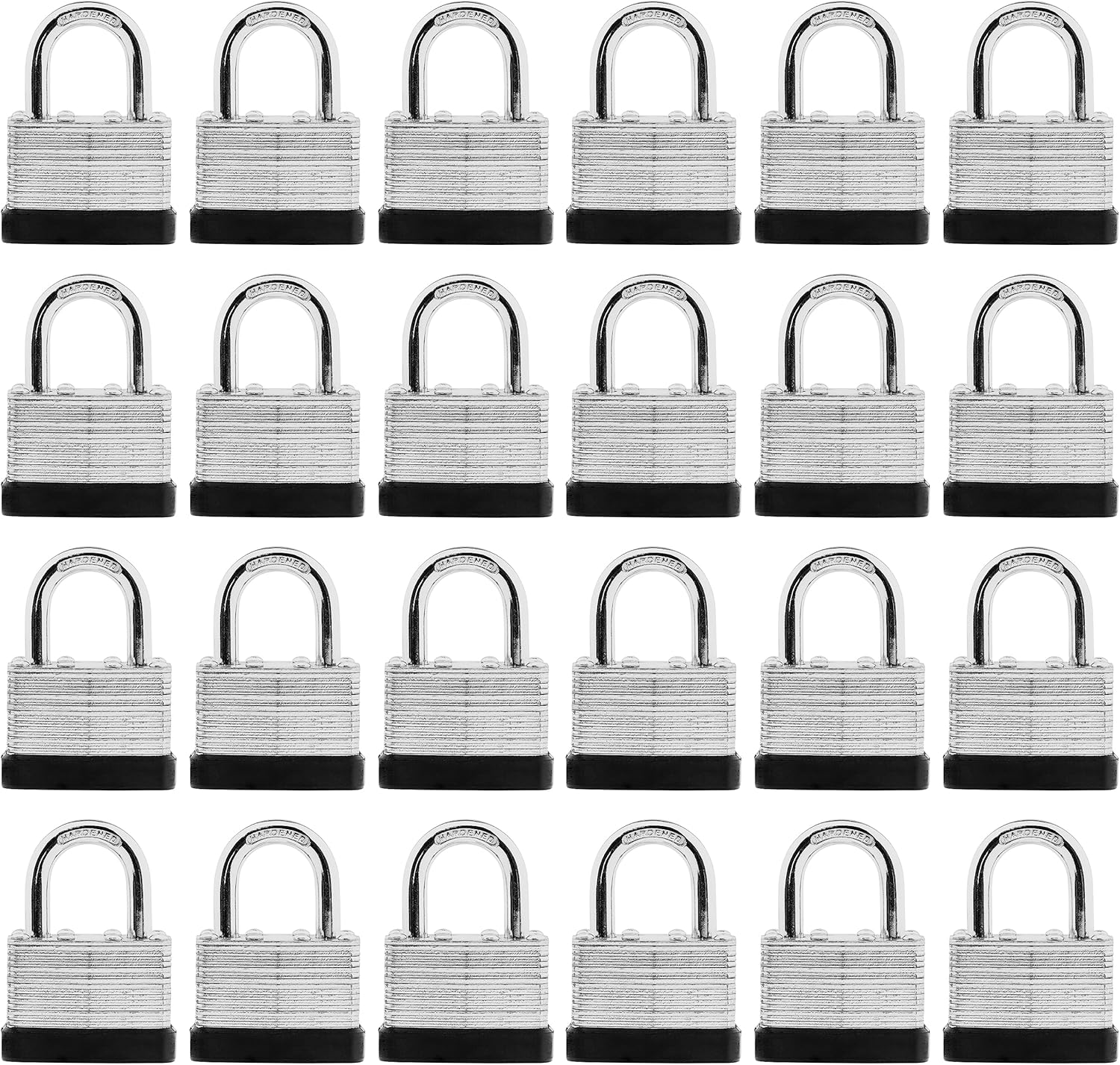 Keyed Alike Laminated Steel Padlocks Set - 24 Heavy Duty Locks