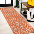 Indoor/Outdoor Runner Rug 2x8 Orange Cream - Moroccan Geometric Style
