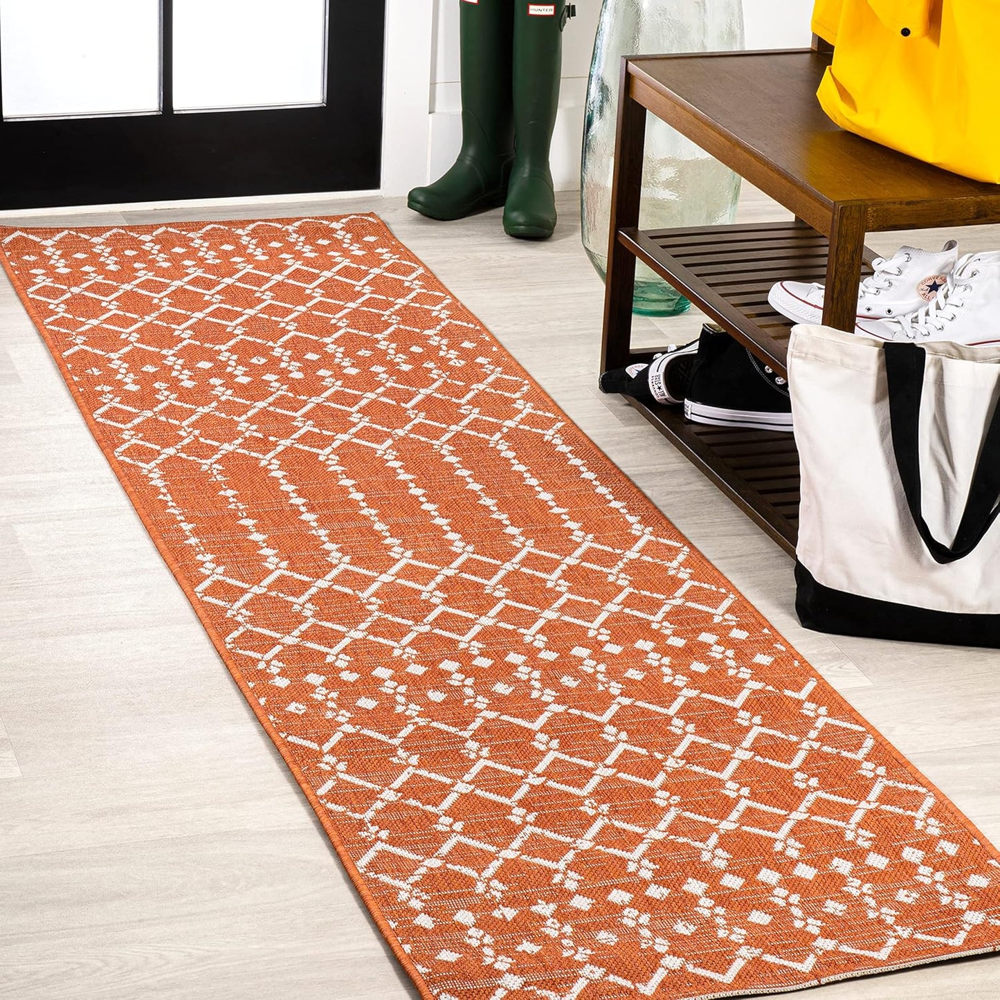 JONATHAN Y Moroccan Geometric Indoor Outdoor Runner Rug 2X8
