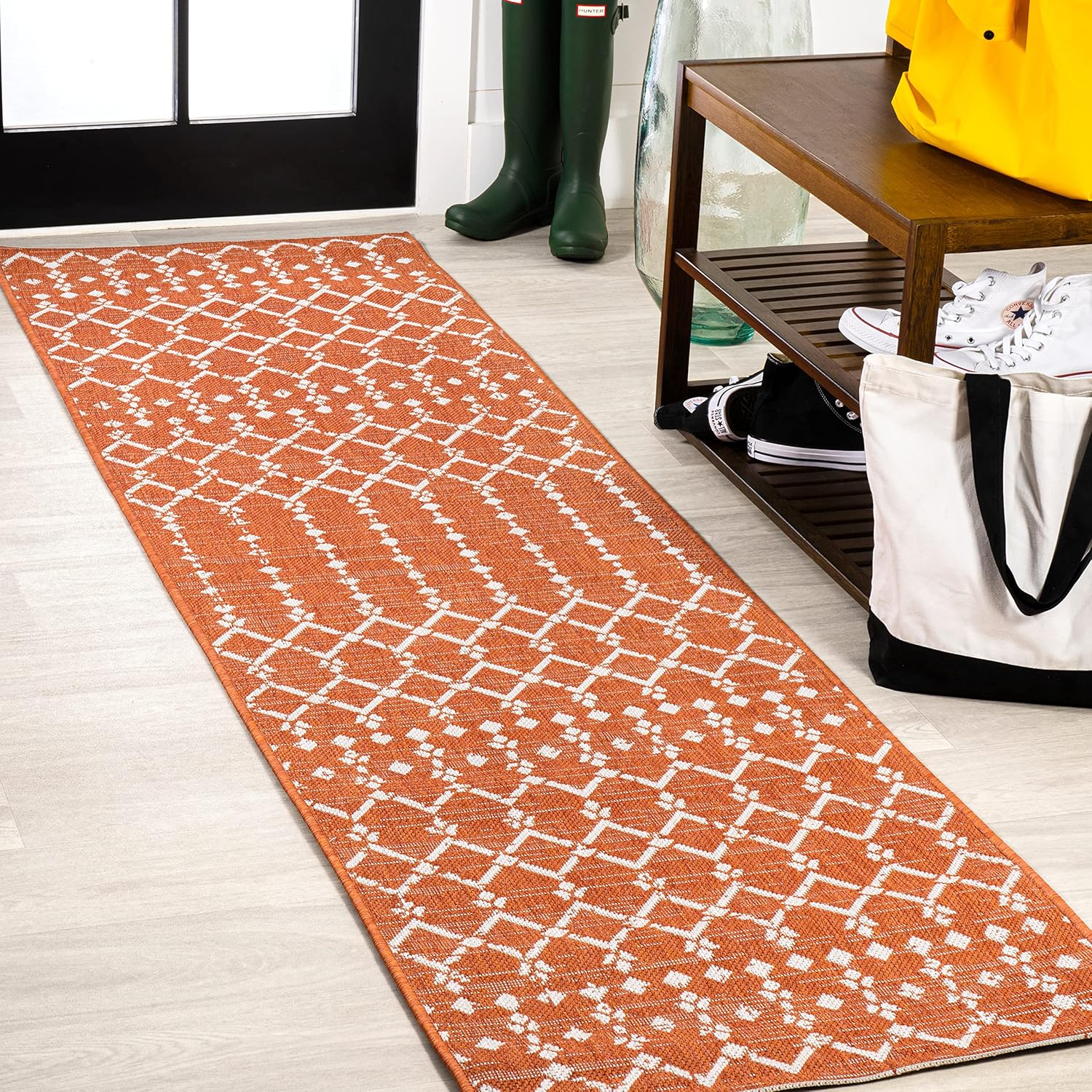 JONATHAN Y Moroccan Geometric Indoor Outdoor Runner Rug 2X8
