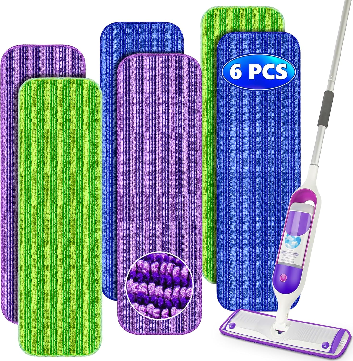 6 Pack Washable Swiffer PowerMop Pads by TINA&TONY