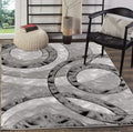 GLORY RUGS Area Rug 5x7 Grey Black Circles Geometry - Soft, Modern