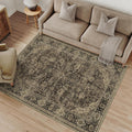 3x5 Entryway Area Rug Retro Brown Small Rug - Machine Washable Low