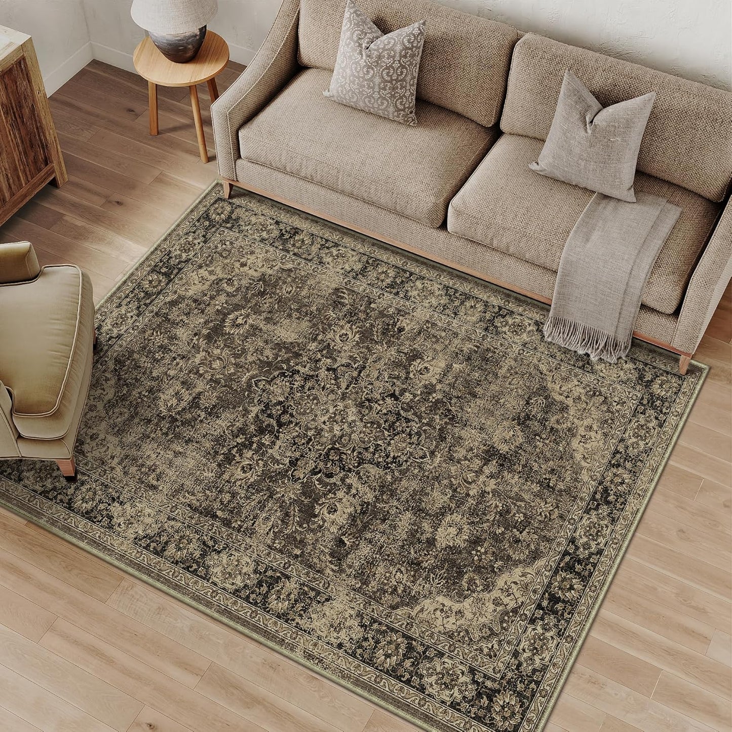 3x5 Entryway Area Rug Soft Vintage Floral Design for Home