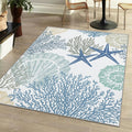 Tritard Coastal Area Rug Nautical Beach Themed 6x9 - Machine Washable