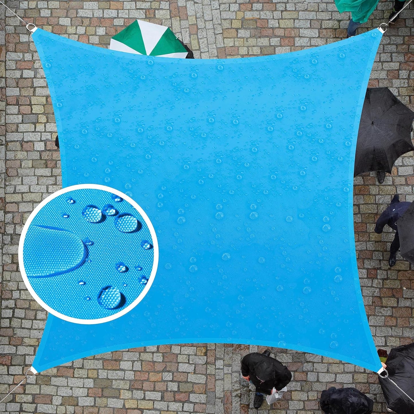 Custom Size Blue Rectangle Waterproof Sun Shade Sail Canopy