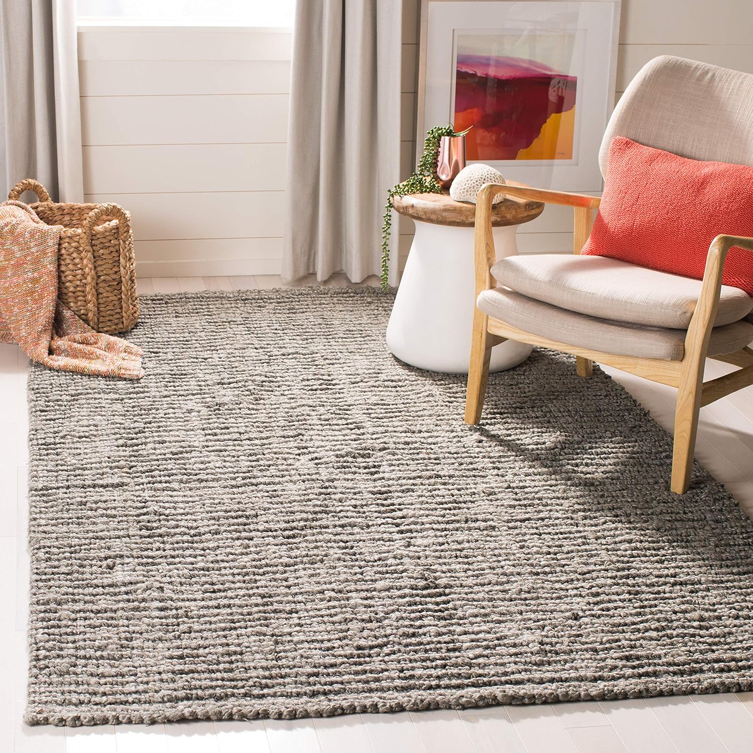 Handmade Jute Area Rug 5x8 for Farmhouse Style Decor