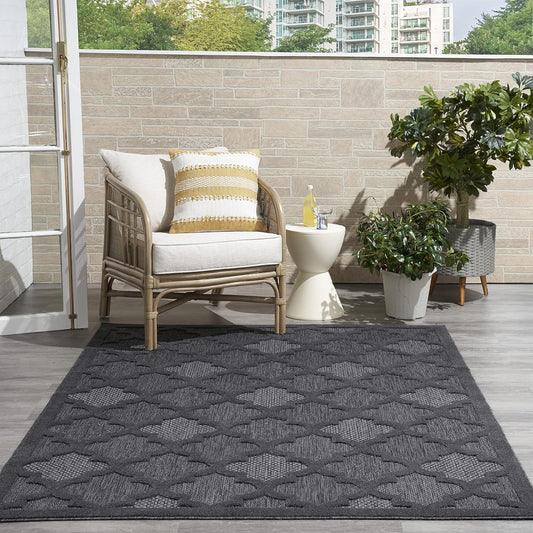 Nourison Home Easy Care Moroccan Charcoal/Black Area Rug 6ft x 9ft