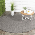 SAFAVIEH Courtyard 4 ft Round Black/Beige Outdoor Rug - Durable & Easy