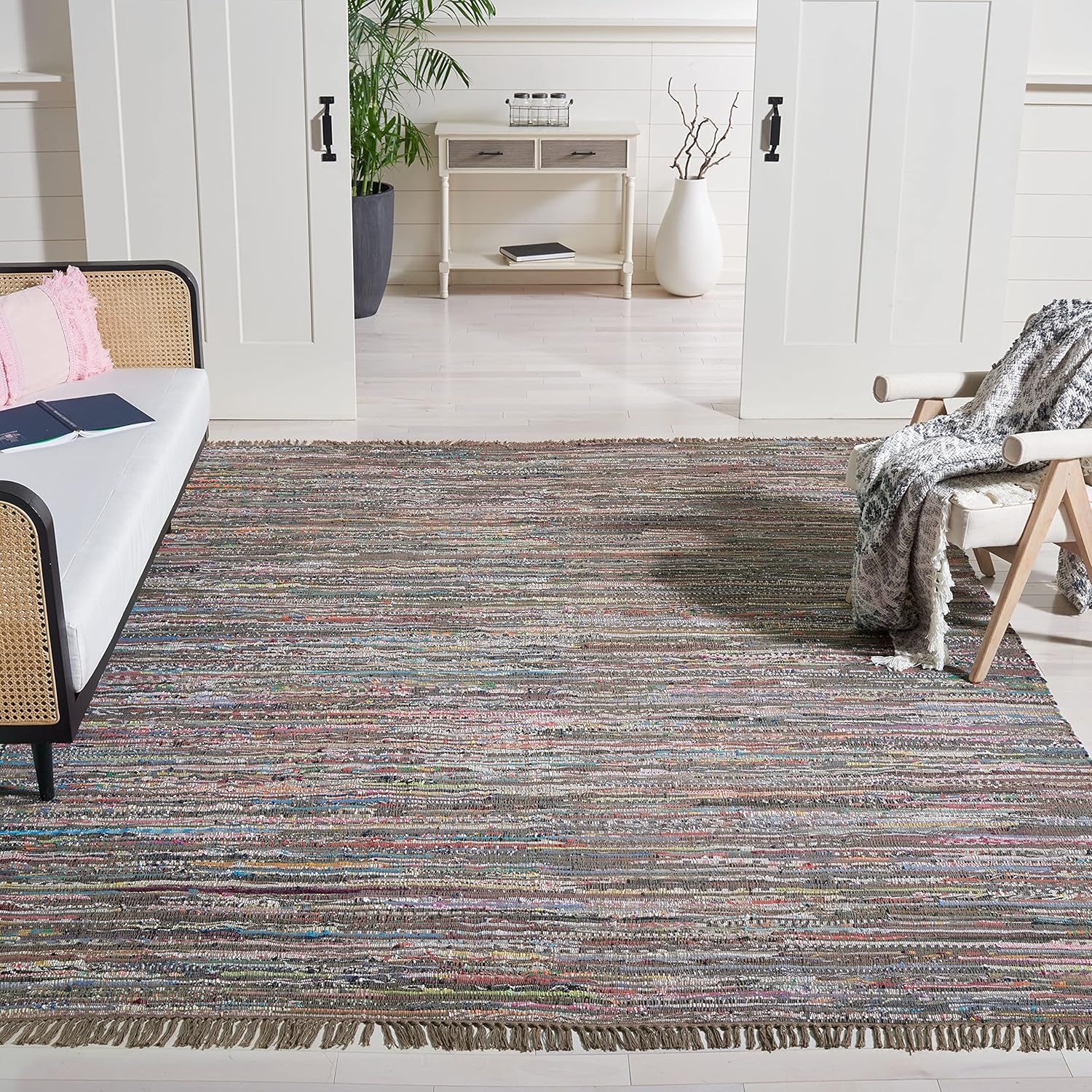 SAFAVIEH Rag Rug Collection Area Rug - Handmade Boho Stripe