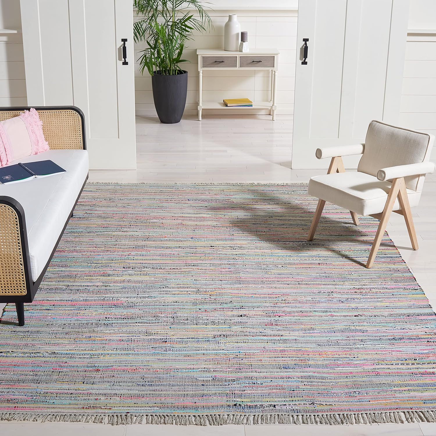 SAFAVIEH Rag Rug Collection Area Rug - Handmade Boho Stripe