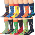 Mens 12-Pair Novelty Colorful Patterned Dress Socks - Fun Pack