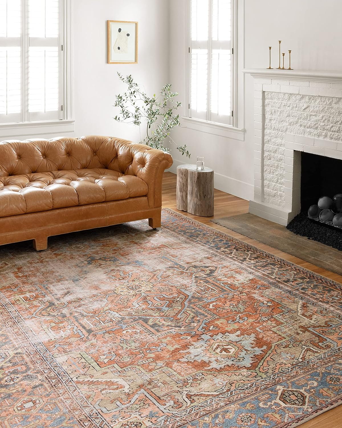 Loloi Loren Collection Runner Rug - Terracotta/Sky 2ft-6in x 7ft-6