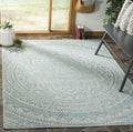 Courtyard 8 ft x 10 ft Light Grey Aqua Outdoor Rug - Durable