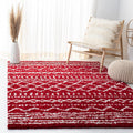 Arizona Shag Area Rug 5ft 1in x 7ft 6in - Red & Ivory Moroccan Design