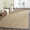 Area Rug 9x12 Natural Fiber Basketweave Rug - Natural & Dark Grey