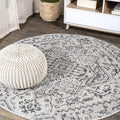 Boho Medallion Indoor Outdoor Round Area Rug 5 Ft - Durable Patio Rug