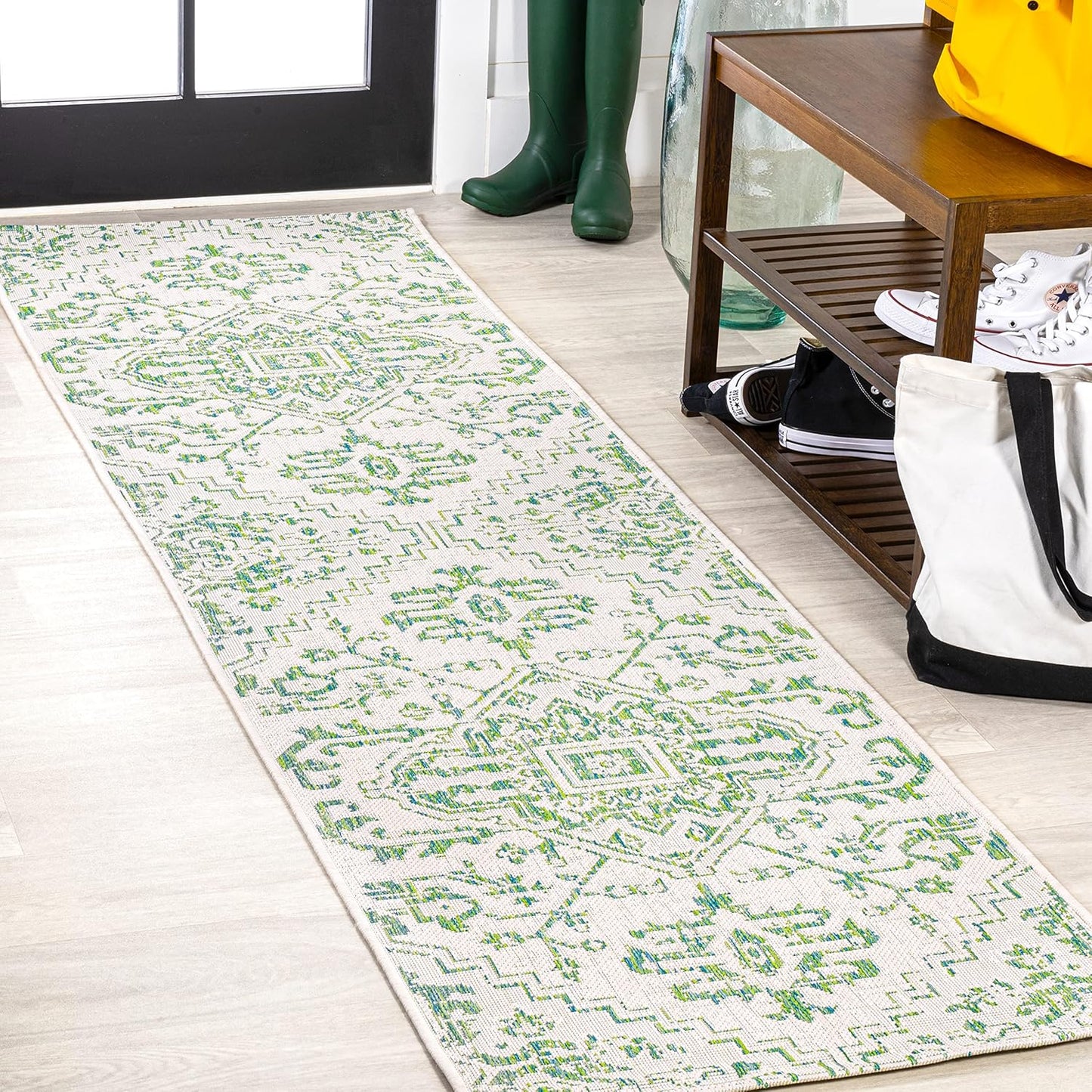 Boho Medallion Indoor Outdoor Runner Rug for High Traffic Areas