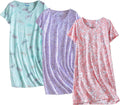 Women's Cotton Nightgown 3 Pack - Short Sleeve Sleep T Shirt Dresses