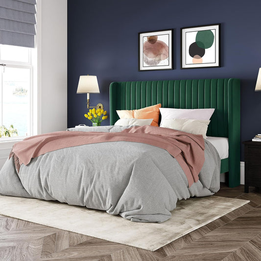 Allewie Full Size Velvet Upholstered Bed Frame with Headboard