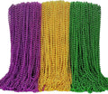 200PCS Mardi Gras Beads Green Purple Gold Necklaces - Party Bulk