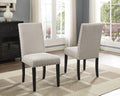 Roundhill Biony Tan Fabric Dining Chairs Set of 2 - Nailhead Trim