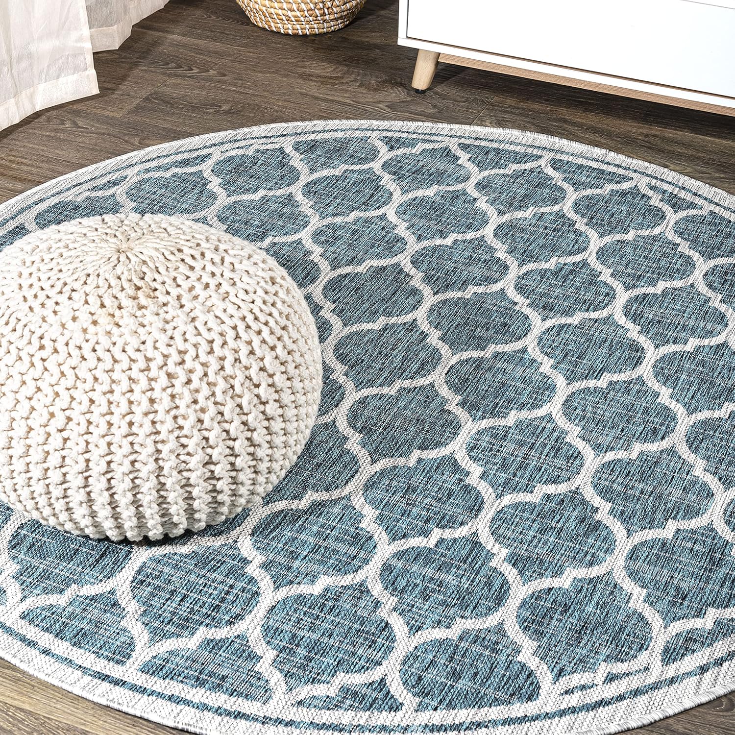 JONATHAN Y Moroccan Trellis Indoor Outdoor Round Area Rug