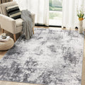 Washable 5x7 Area Rug for Living Room - Modern Abstract Grey