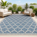 Moroccan Trellis Indoor Outdoor Area Rug 3x5 - Durable Navy/Gray