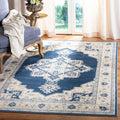 SAFAVIEH Brentwood 3 ft x 5 ft Navy Cream Medallion Rug - Distressed