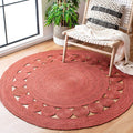 SAFAVIEH 4 ft Round Jute Area Rug - Boho Farmhouse Braided
