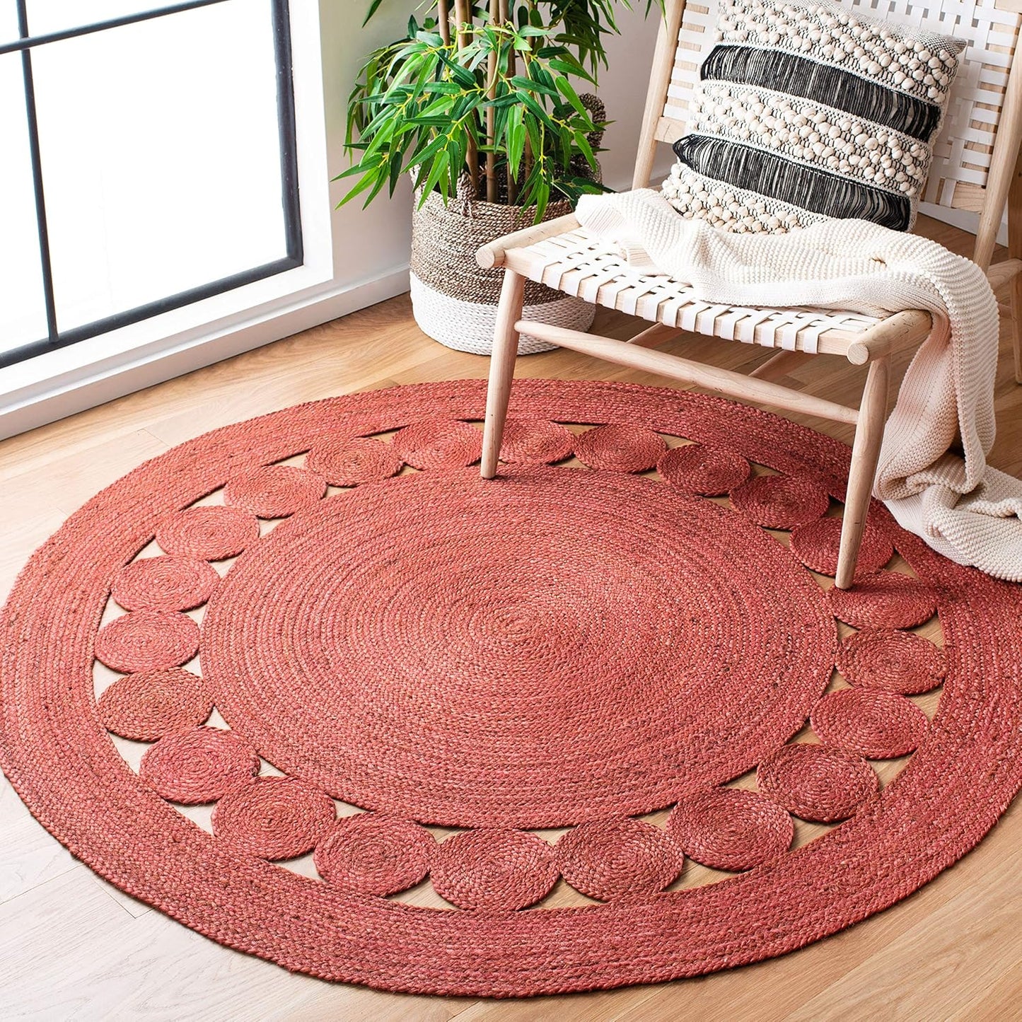 Handmade Jute Area Rug 4ft Round - Natural Fiber Collection