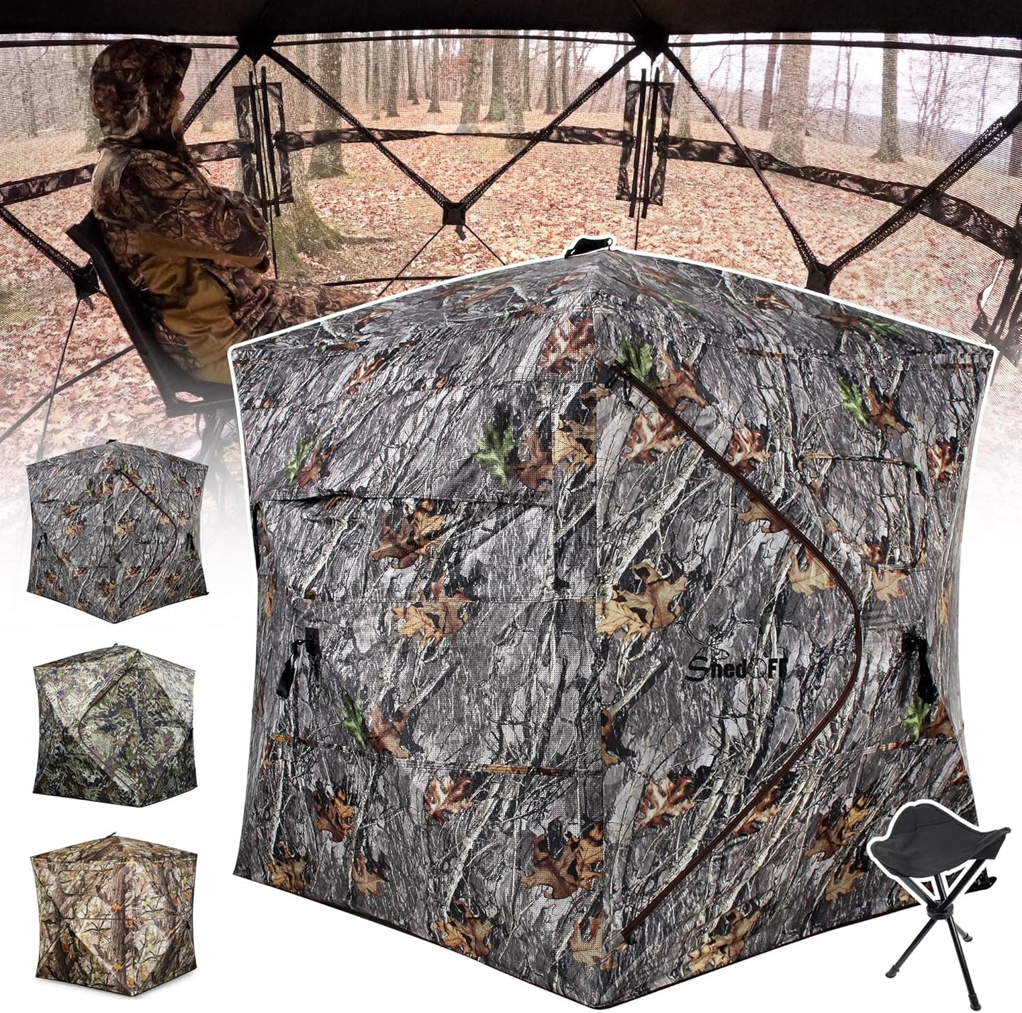 270/360 Degree See Through Hunting Blind for 1-3 Persons