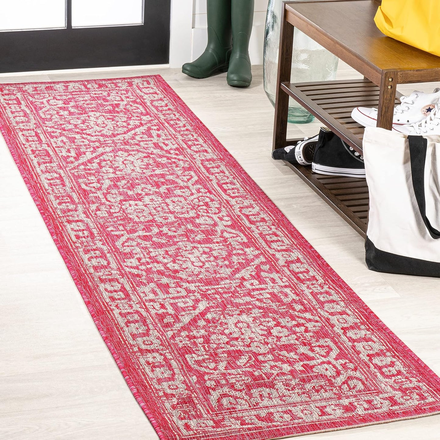 Malta Bohemian Medallion Textured Weave Indoor Outdoor Runner Rug