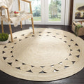Natural Fiber Round Jute Rug 6ft 6in - Boho Farmhouse Braided Design