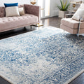 Evoke 8 ft x 10 ft Ivory Navy Oriental Distressed Rug - Durable