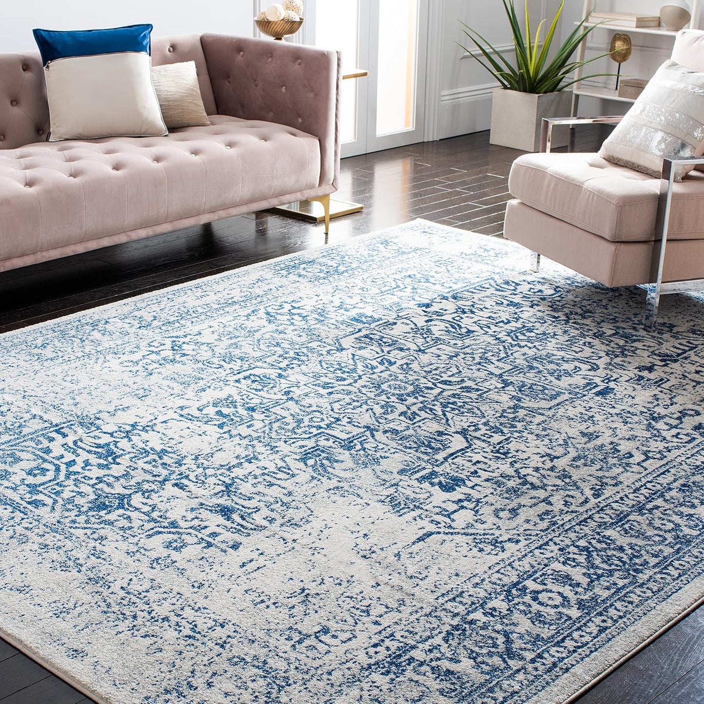 SAFAVIEH Evoke Collection 8ft x 10ft Ivory / Navy Area Rug Review