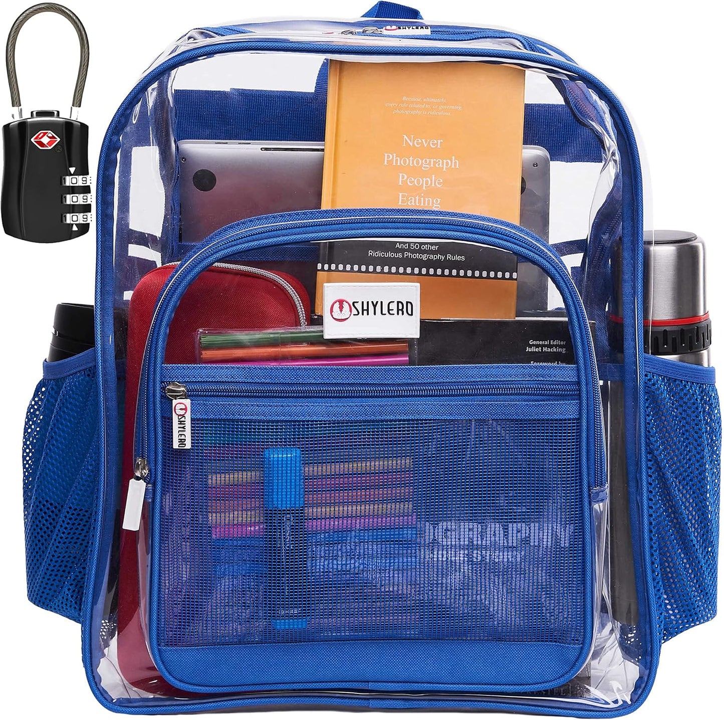 SHYLERO Clear Backpack Heavy Duty with TSA Lock and Zipper