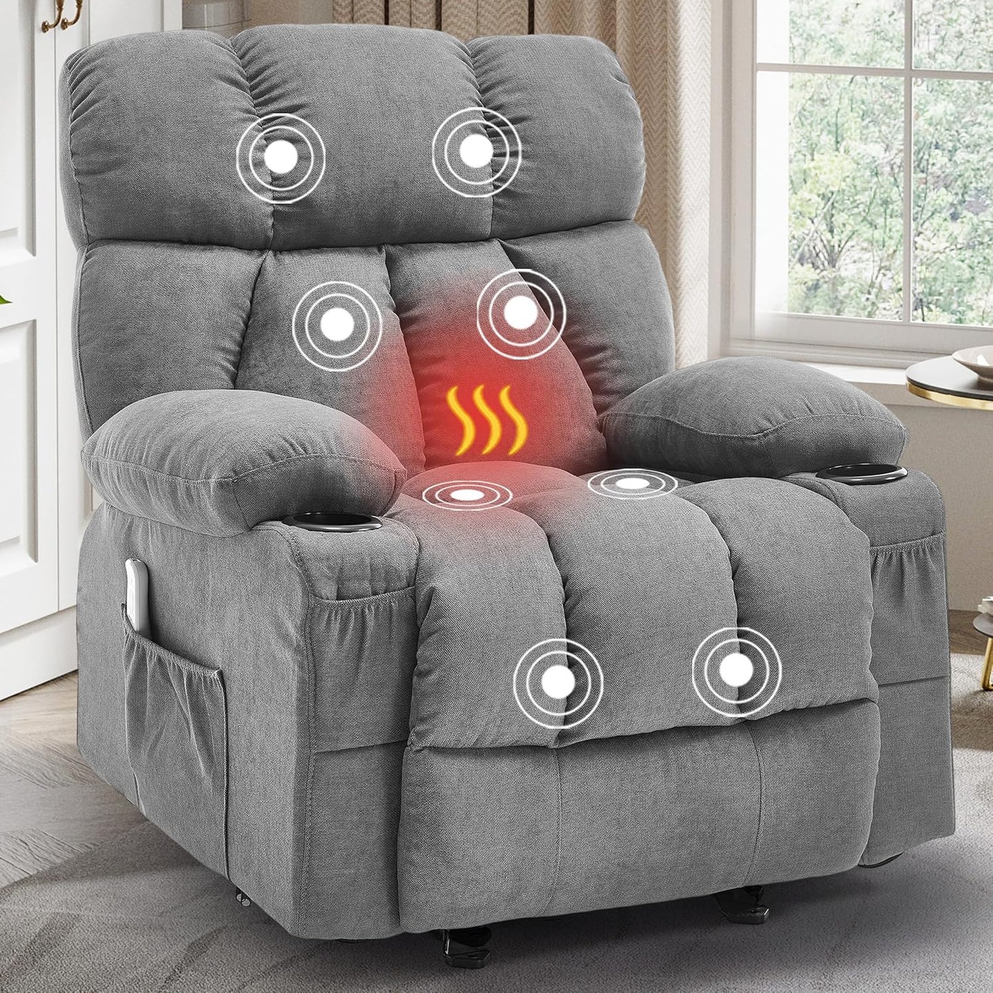 Ergonomic Oversized Recliner Chair with Massage and Heat