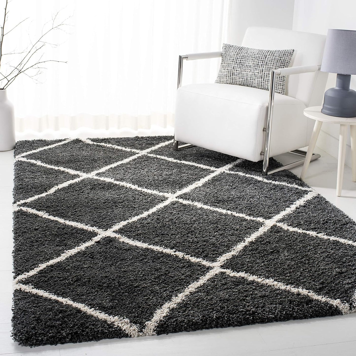 SAFAVIEH Hudson Shag Collection Area Rug - Modern Trellis Design