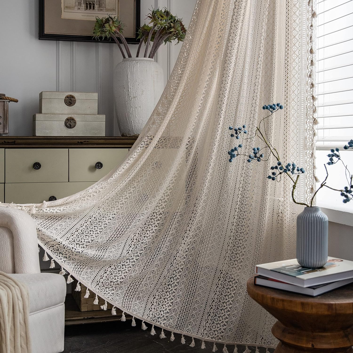 Sutuo Home Boho Curtains 120 inches for Elegant Room Decor