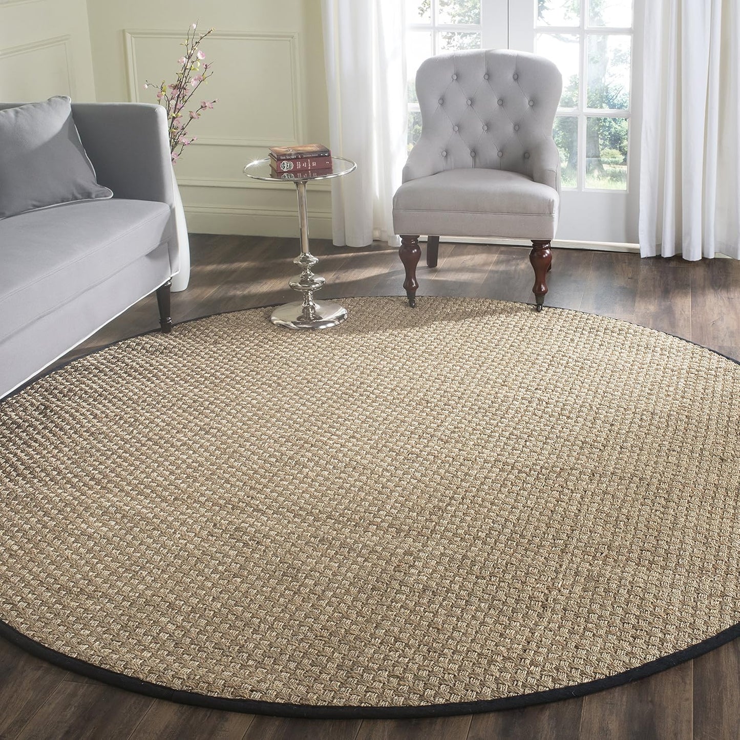 Natural Fiber Area Rug 8ft Round - Seagrass Basketweave Design