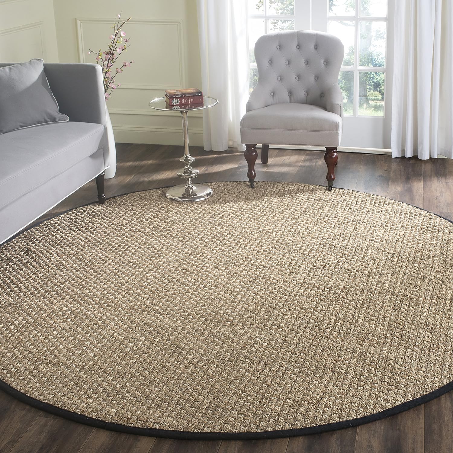 Natural Fiber Area Rug 8ft Round - Seagrass Basketweave Design