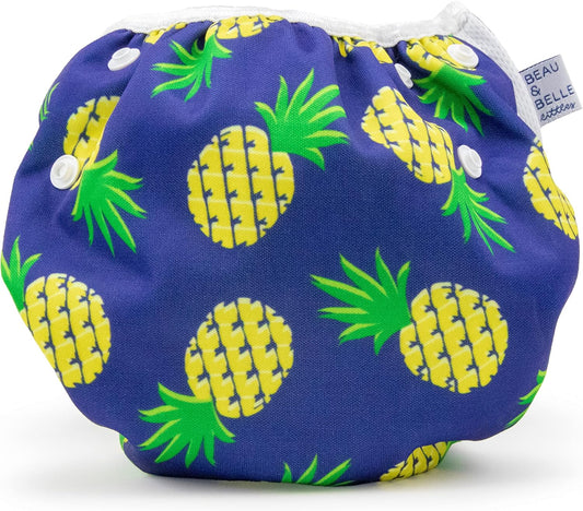 Adjustable Reusable Swim Diaper for Baby ~ Soft & Waterproof! (Blue Pineapples)