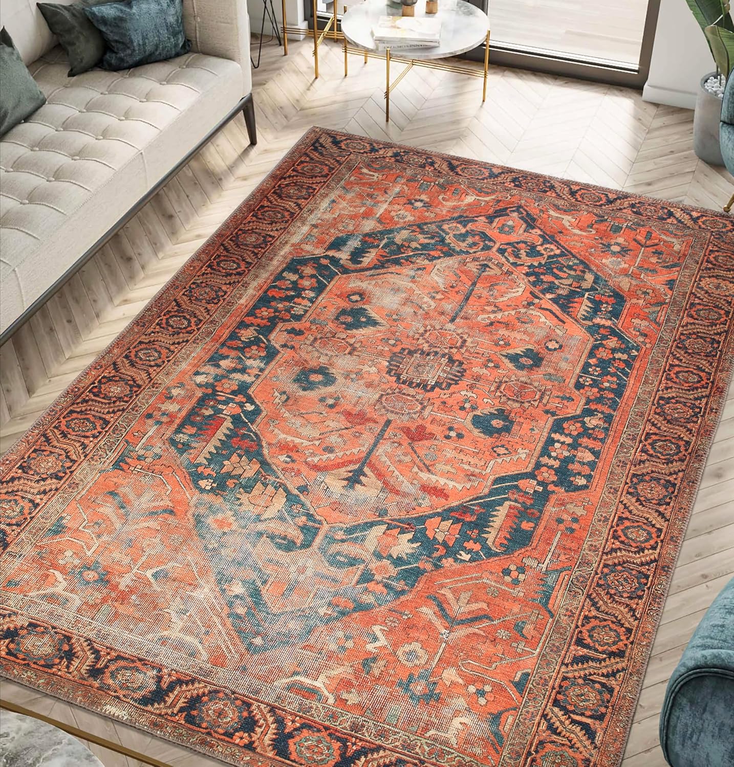 Keen Home Design 8x10 Rug - Vintage Machine Washable Area Rug