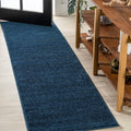 Haze Solid Low-Pile Navy Runner Rug 2x8 - Durable, Pet-Friendly Runner